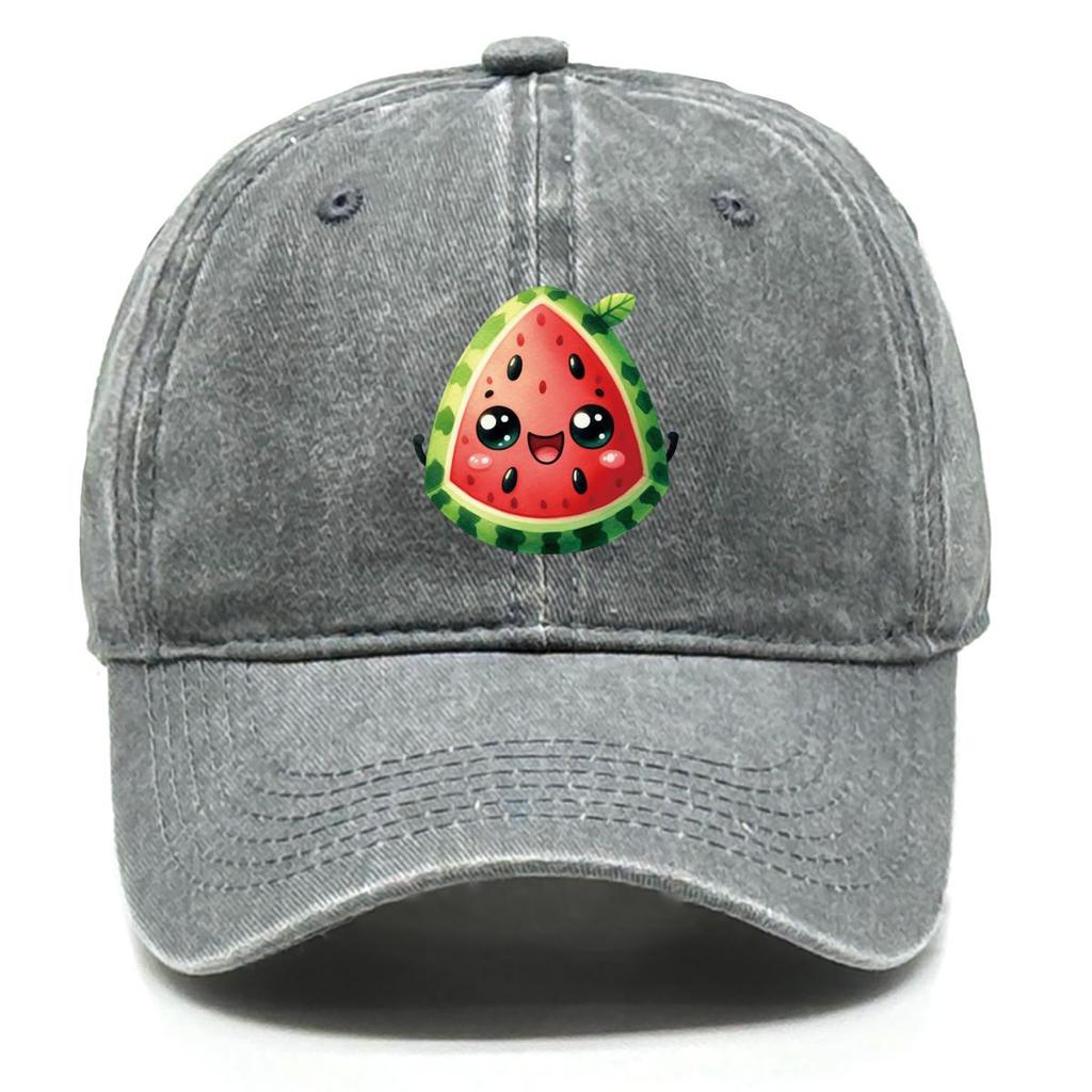 Cartoon Watermelon Print Adjustable Baseball Hat, Fruit Mesh Hat Hip Hop Slouchy Solid Leisure Snapback Baseball Cap