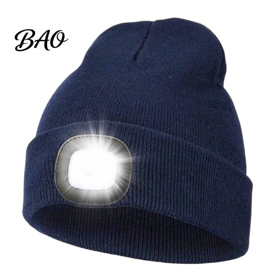 Unisex Outdoor Winter Accessory LED Hat with Light, USB Rechargeable Headlamp Skull Cap, Lighting Warm Knitted Cap for Men, Women, Gear Usb