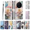 Case For Magic 8 Pro Leather Phone Case for Case Honor Magic 8 7 Pro 8 7 6 5 Lite Cute Cat Flower Flip Wallet Phone Cover