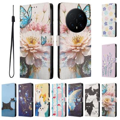 Custodia Per Magic 8 Pro Custodia in Pelle per Custodia Honor Magic 8 7 Pro 8 7 6 5 Lite Gatto Fiore Carino Portafoglio Flip Copri Telefono