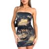 Strapless Sexy Printed Bag Hip Dress Tube Top Sexy Print Sheath Dress