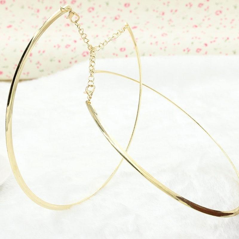 304 Stainless Steel Collar Neck Ring Necklace Silver Color Big Circle Metal Pendant Torque Statement Necklace Jewelry Findings