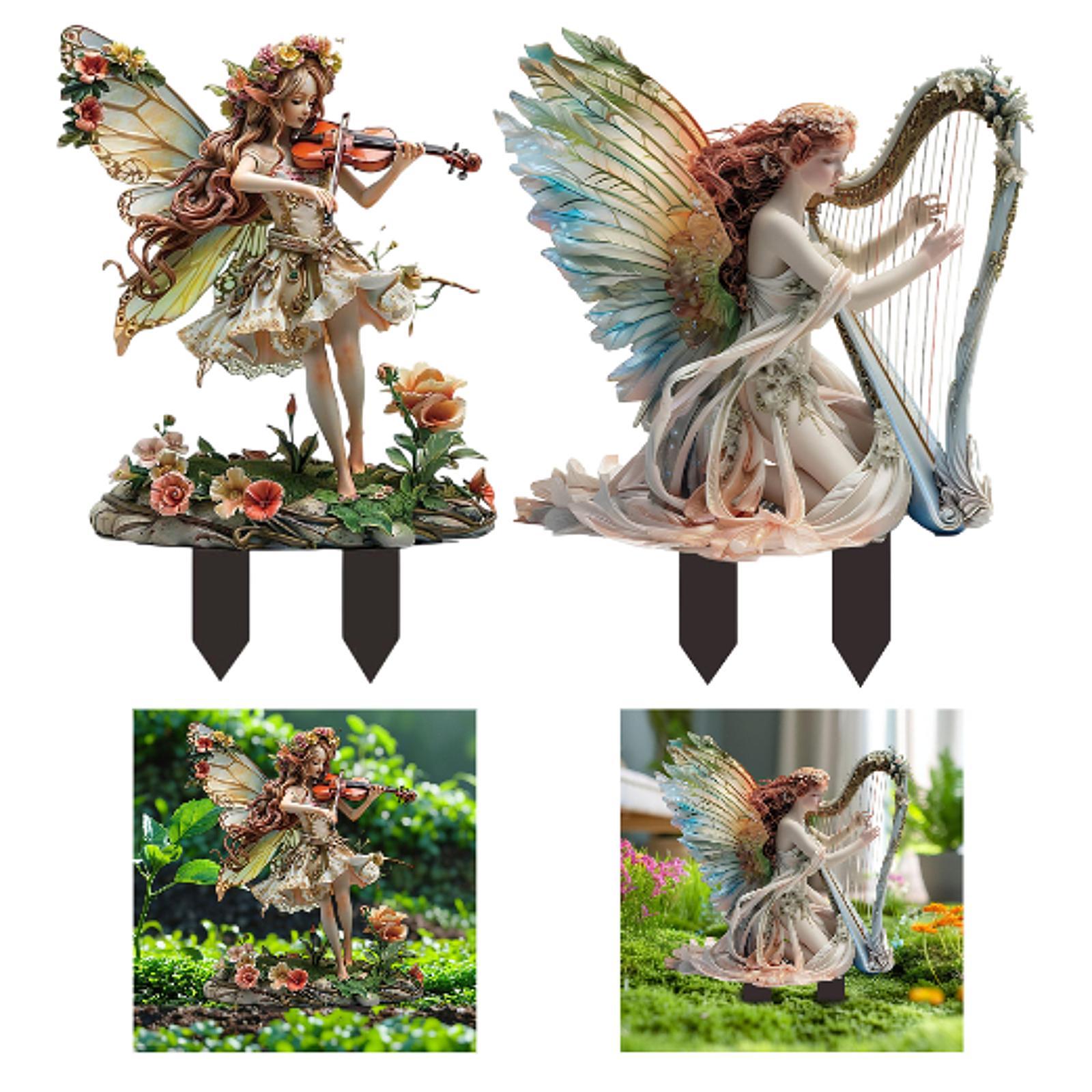 

Elf Fairy Garden Stake 2D Elegant Flowerbed Patio Potted Plant Decoration 24.6cmx30cm