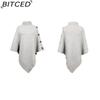 BITCED Autumn/Winter Women's Shawl Cape Sweater Solid-Colour High-Neck Knitted Cardigan