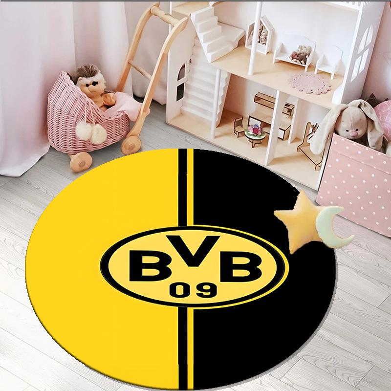 1 buc. covor rotund Design Minge de Fotbal Bvb Covor Rotund pentru Zonă Imprimat, Covor pentru Casă Birou, Covor Rotund pentru Scaun, Covor Decorativ Cadouri pentru Fani Cadou de Crăciun