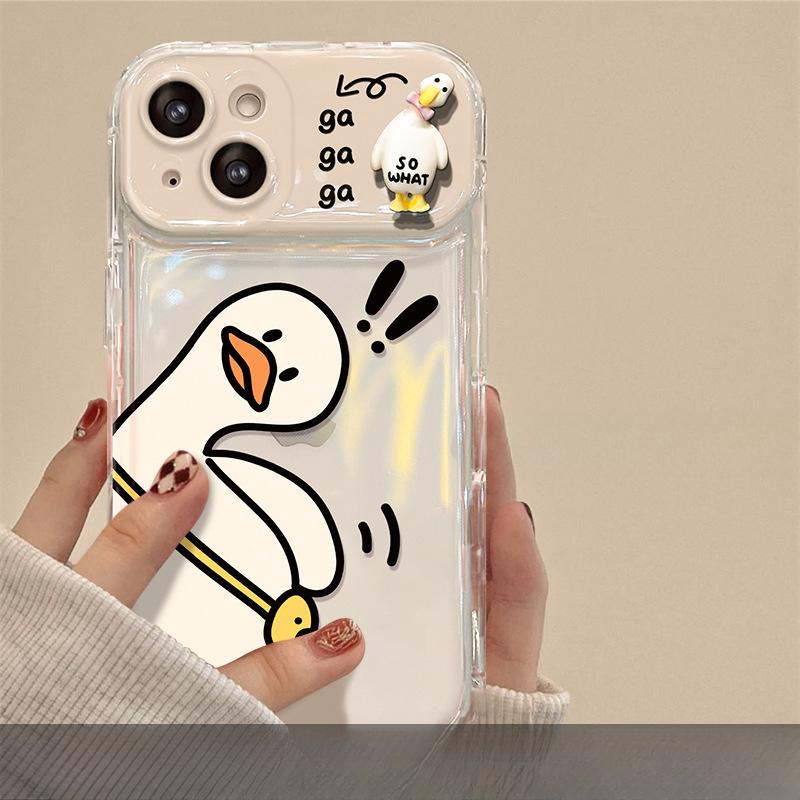 

Подходит для чехла для мобильного телефона Apple 15 IPhone 13pro Кривая утка кукла шнурок 11/12 откидное зеркало Xs милый iPhone 6s Plus