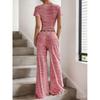 2026 Spring/Summer New Striped Top High-Waisted Slimming Wide-Leg Pants Women's Casual Suit