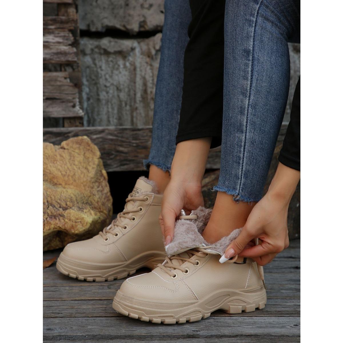 Зимняя обувь женские зимние ботинки плоские нескользящие теплые женские ботильоны обувь — фото 8