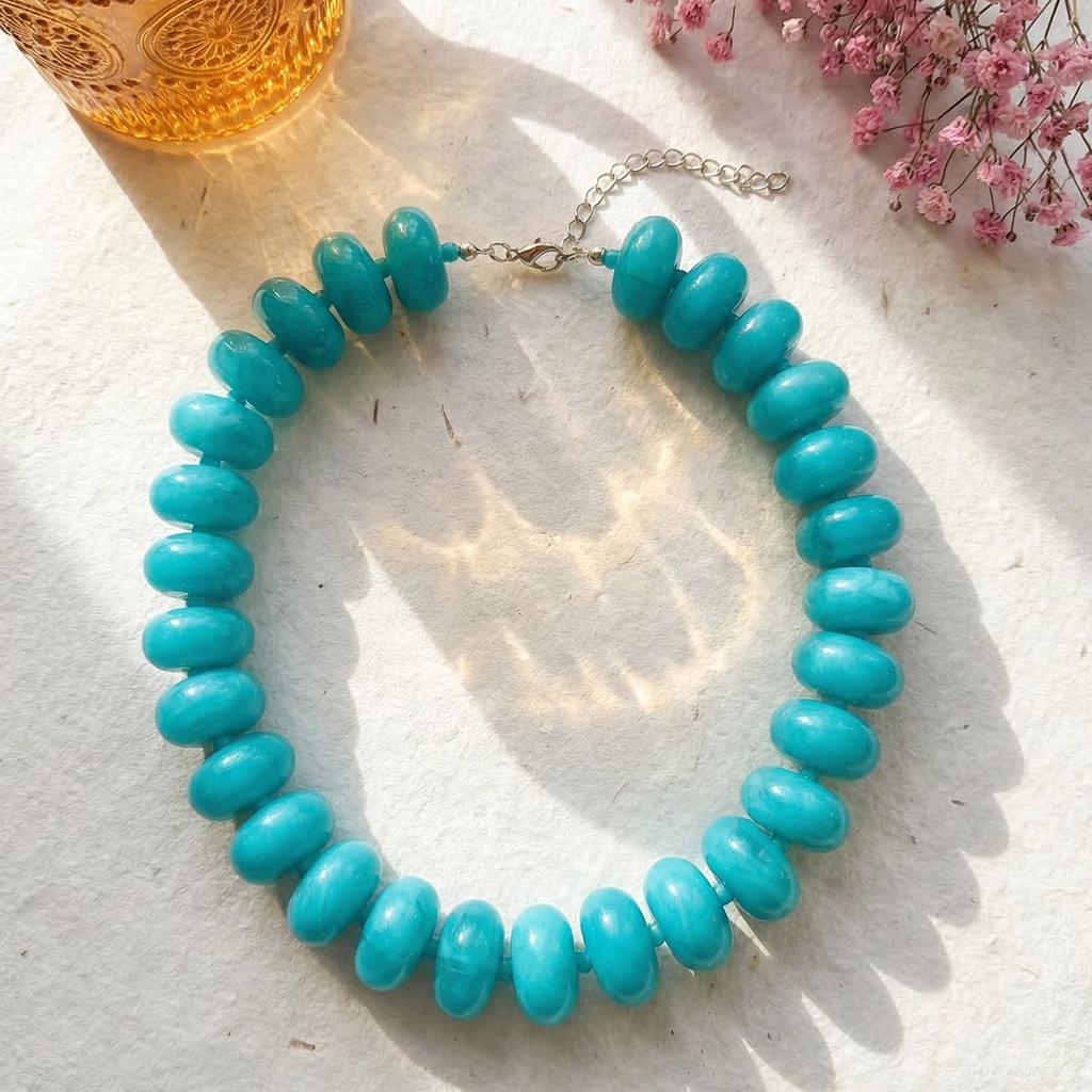 1 Stück Bohème Mode Lässig Dopamin Acryl Perlen Halskette Anhänger Klobiger Schmuck Geeignet für Frauen