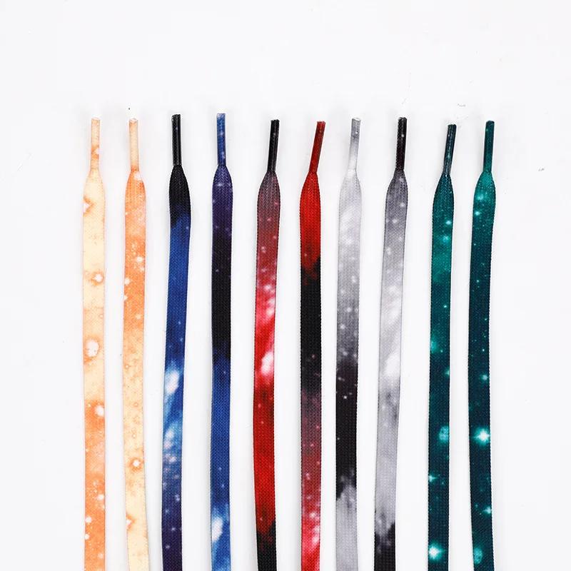 Colorful Starry Sky Shoelaces AJ1&AF1&Dunk Sneakers Shoe laces 0.8CM Width Flat Shoelace 120/140/160CM Shoes Accessories