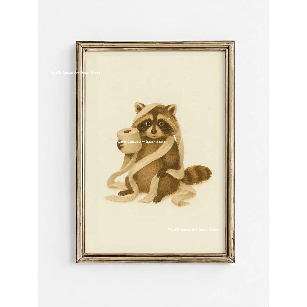 Cute Animal Bubble Bath Wall Art Cute Bathroom Animal Poster Kids Funny Toilet Paper Canvas Print for Nursery Home Decor Gifts