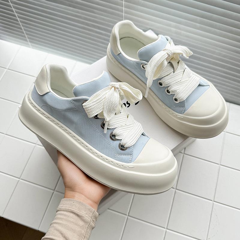 New thick-soled dopamine canvas shoes are breathable and comfortable casual versatile color matching casual shoes 30309-Y