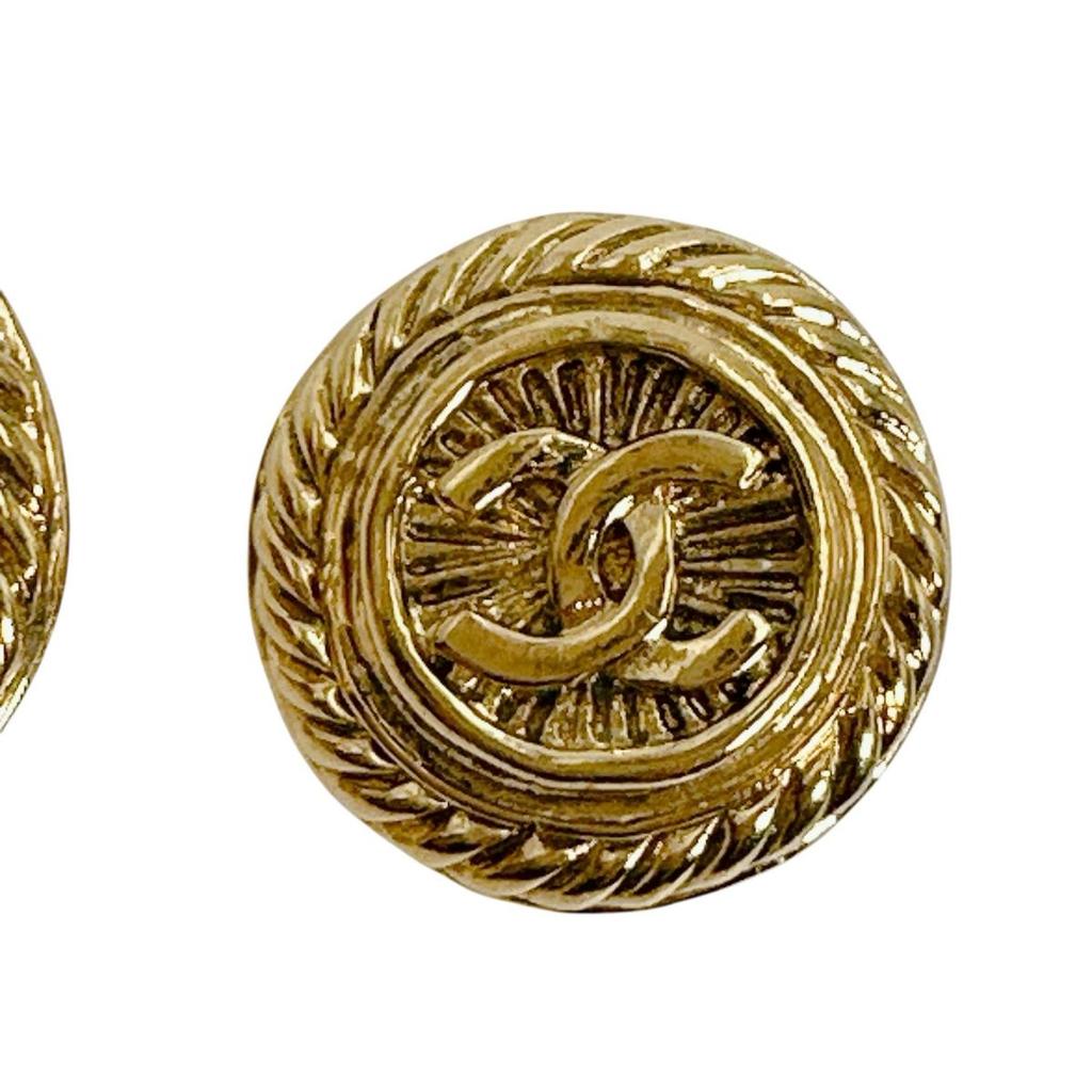 CHANEL Vintage large COCO Mark Earring metal gold Women Used