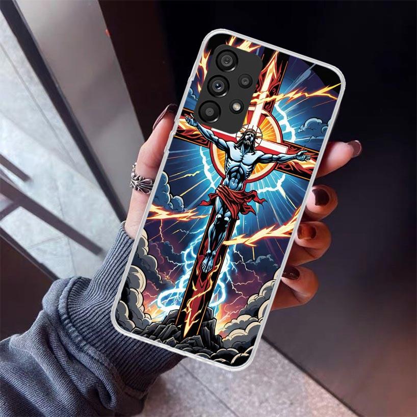 Christian Cross Design Phone Case For Samsung Galaxy A17 A57 A37 A16 A26 A36 A56 A15 A25 A35 A55 A14 A13 A54 A53 A34 A24 A33 A23