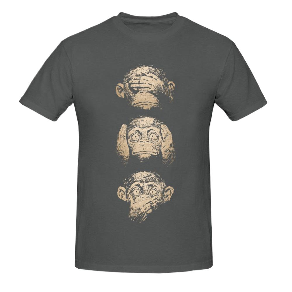 Wise Monkeys Funky T Shirt for Man Retro Painting Tees Top Cotton Fabric Short Sleeve Teens Customize Tshirt