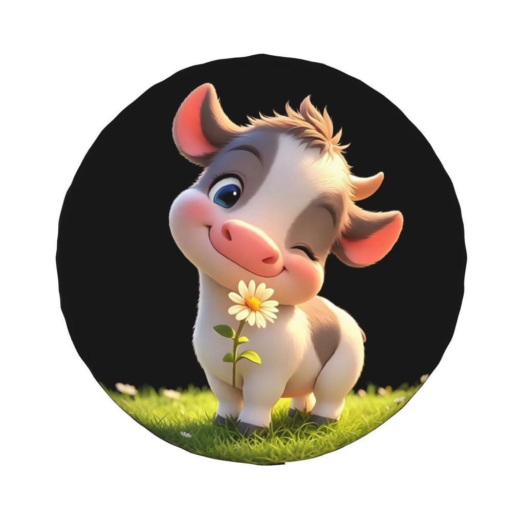 Fresh Pastoral Calf 2D Print Universal Spare Tire Cover for SUVs RVs Trucks Trailers