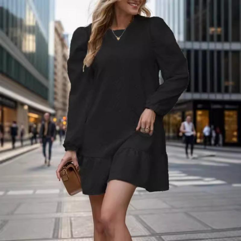 

Women s Long Sleeve Jacquard Fashion Sweatshirt Dresses XXL сірий колір
