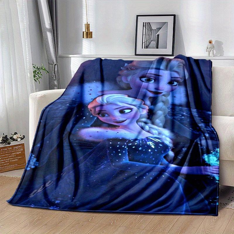 1pc Elsa Printing Blanket - Soft, All-Season Throw for Living Room, Bedroom,Personalized Gift with Adorable Cartoon Design