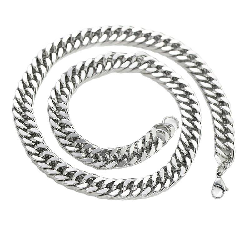 Herren Titanstahl Doppelschicht Cuban Link Kette Halskette - High-End Stil, Langlebig, Attraktives Design.