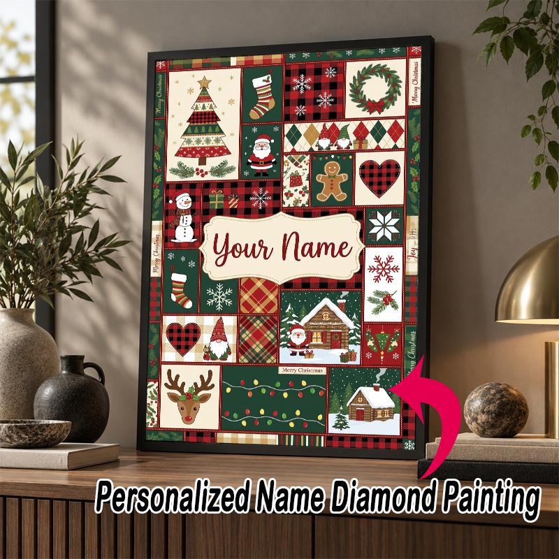 Custom Name Christmas 5D Diamond Painting Personalized Full Drill Diamond Art Kit Gift