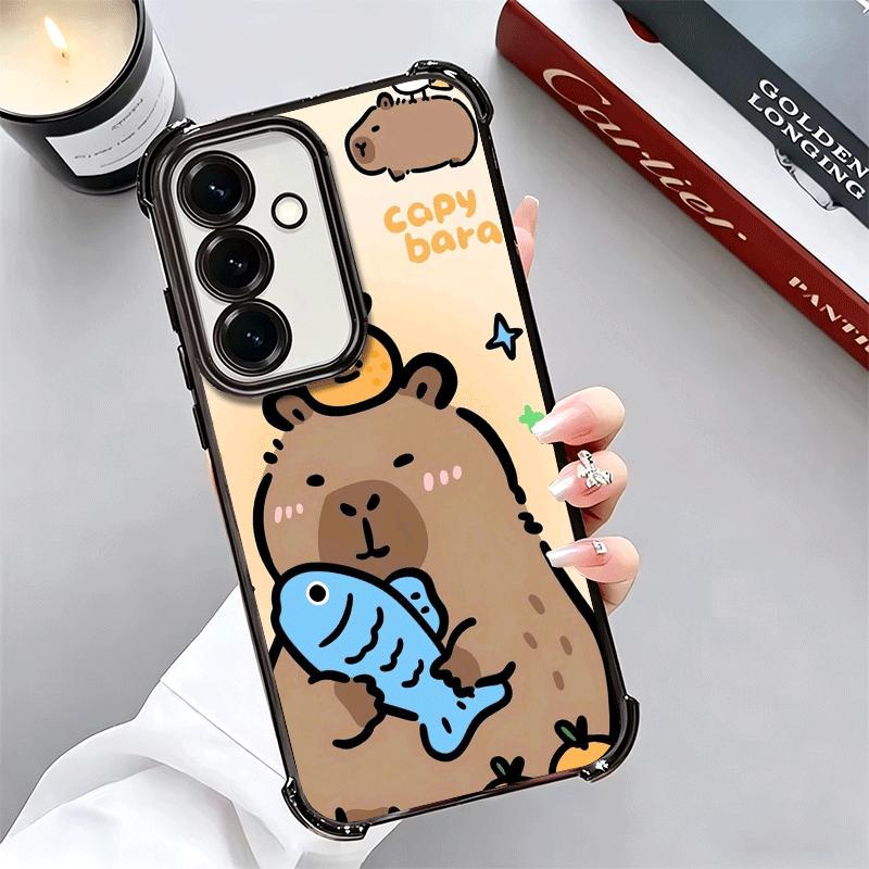 Funny Capybara Cartoon Cute Plating Phone Case For Samsung A17 A07 A37 A57 A16 A56 A15 A55 A14 A54 A13 A53 A26 A36 A25 A35 A24 A