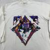Vintage 90s Ski L/S Mock Neck Shirt Mens Medium Snowboard 2-Sided Art Surf Tee