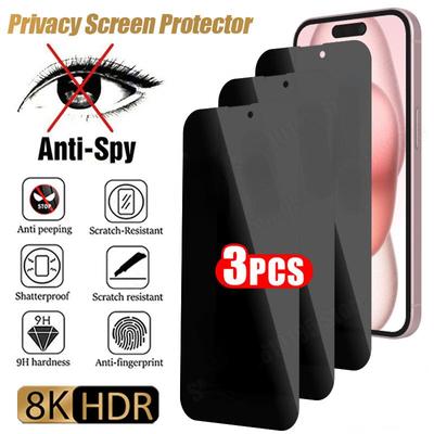 3PCS Privacy Glass for iPhone 15 14 13 12 11 Pro Max Plus Mini Anti-Spy Screen Protector For iPhone 7 8 6S X XS XR SE 2020 2022