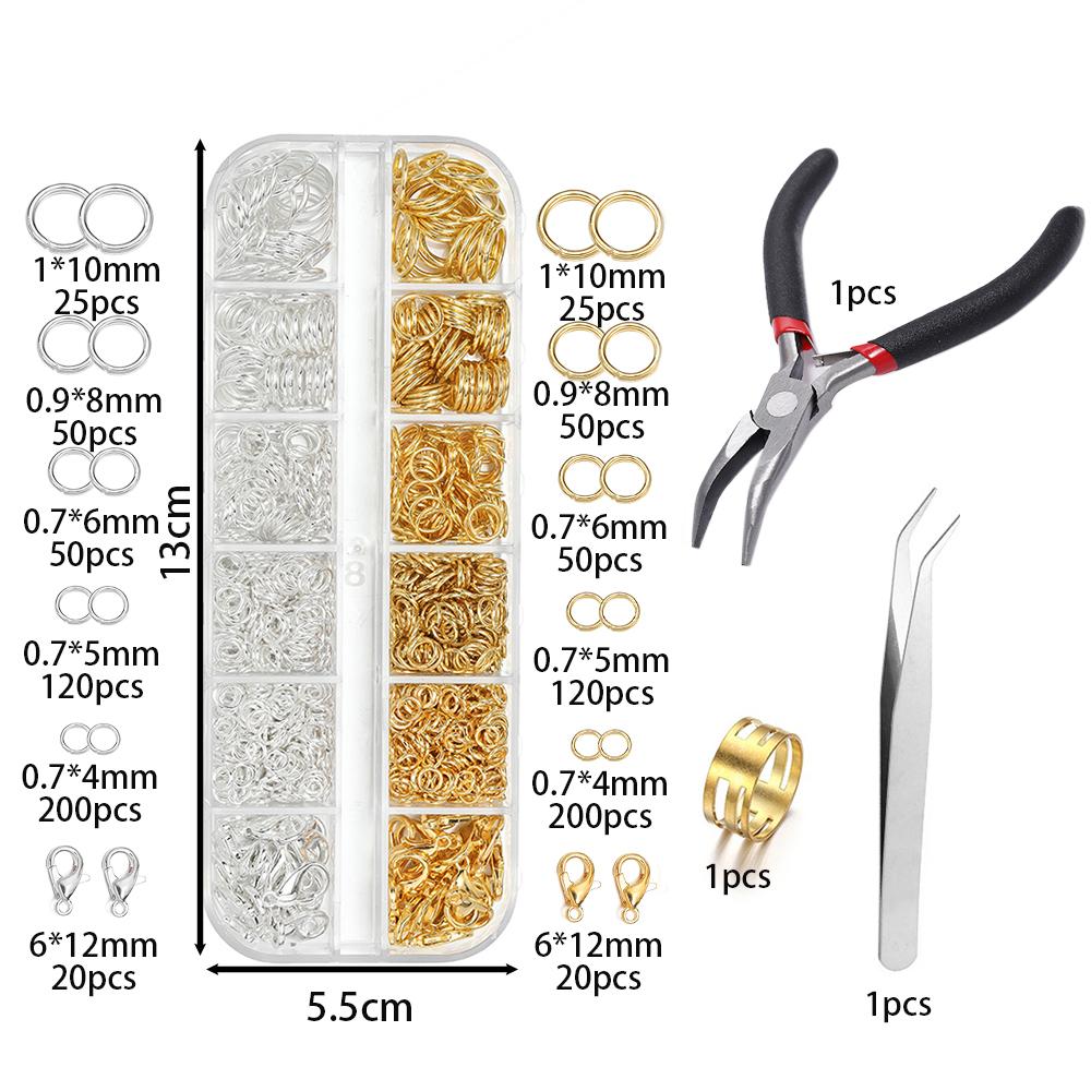1Box Jewelry Findings Kits Zinc Alloy Open Jump Rings Lobster Clasps for DIY Bracelet Necklace Chain Accessories Making Supplies