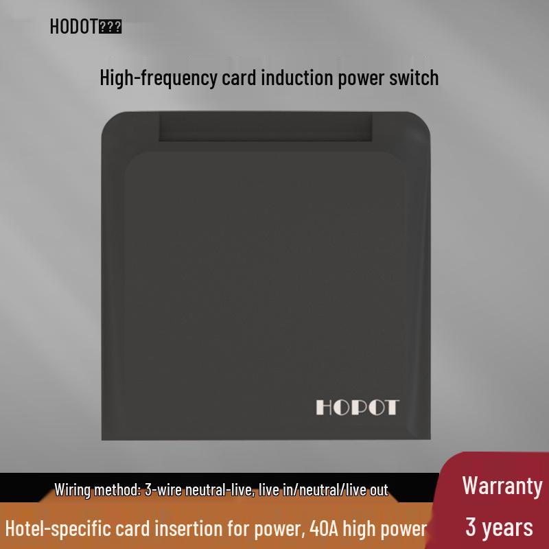 Hotel B&B Inn Card Insertion Power Switch, 40A, 86 Type, Delayed High/Low Frequency Induction Switch Panel