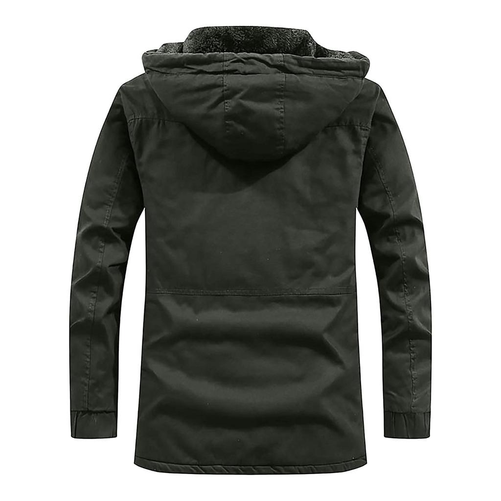 Men's Winter Hooded Windproof Solid Long Sleeve Soft Coat  Jacket