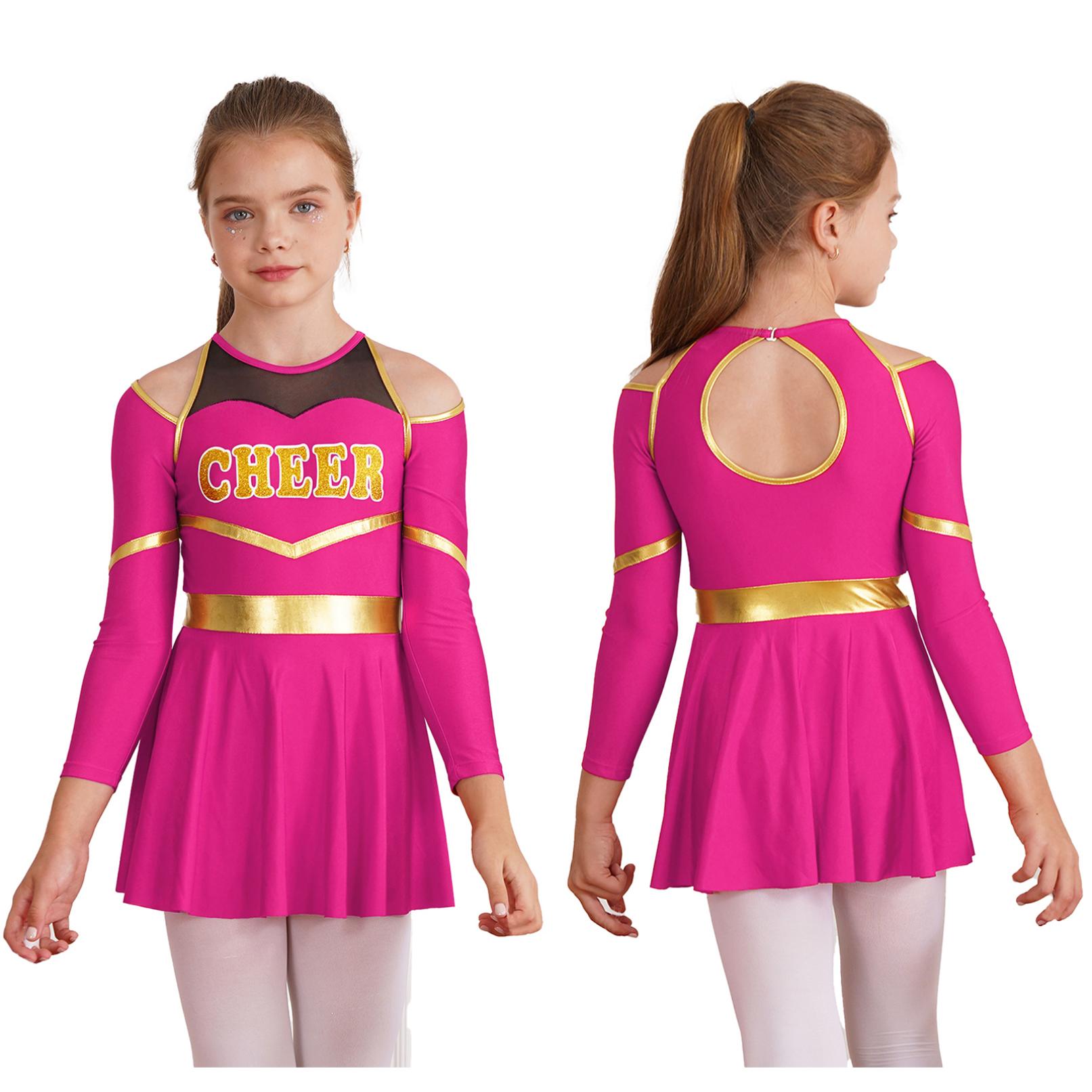 

Школярки Cheer Leader Сукня з довгим рукавом Дівчата Cheerleading Halloween Carnaval Party Costumes 5-6 Years червоний