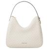 Nayla Logo Print Coated Canvas Shoulder Bag Medium Women's Light Cream