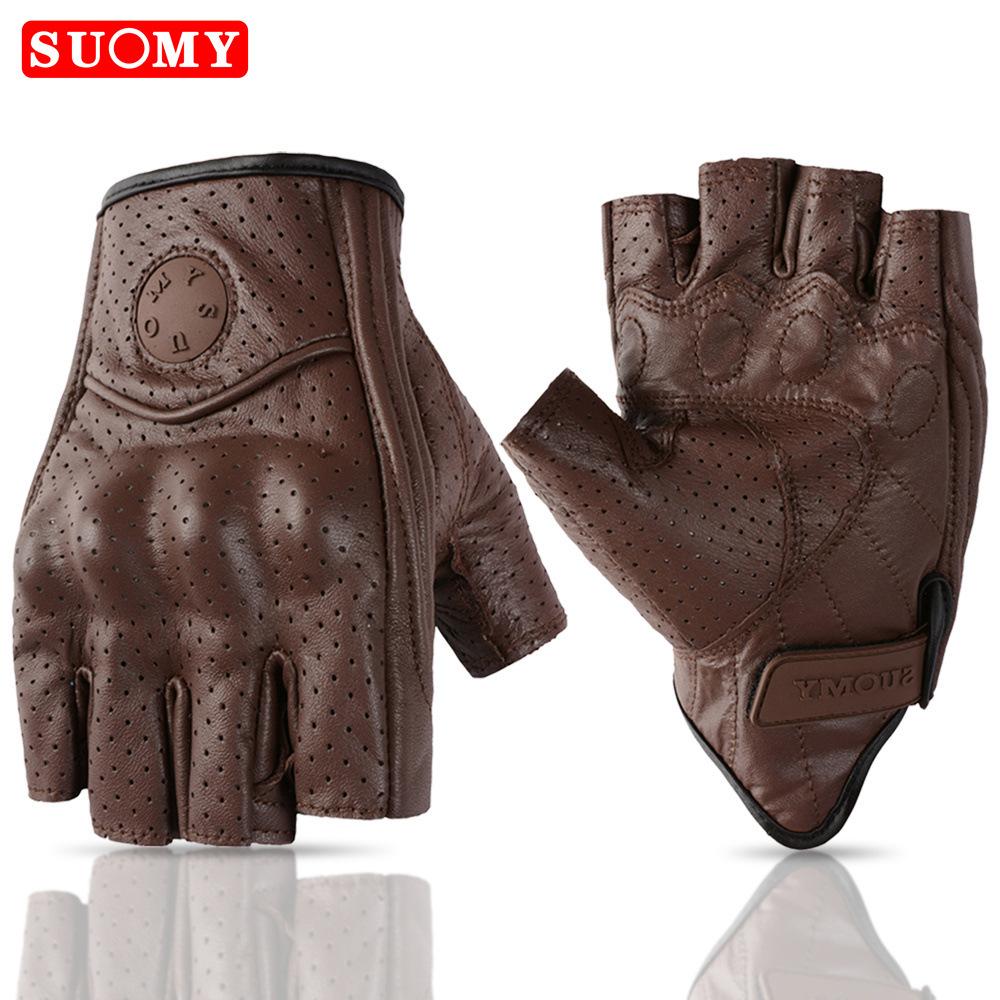 

Motorcycle half-finger gloves men s and women s motorcycle riding rider anti-drop breathable short finger equipment S коричневый