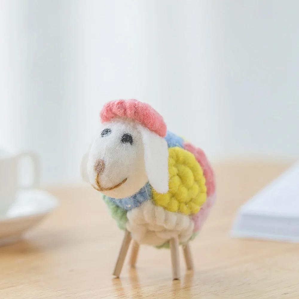 Miniature Felt Sheep Figurines Party Supplies Small Cute Ornament Wool Holiday Christmas Statue Home Decoration