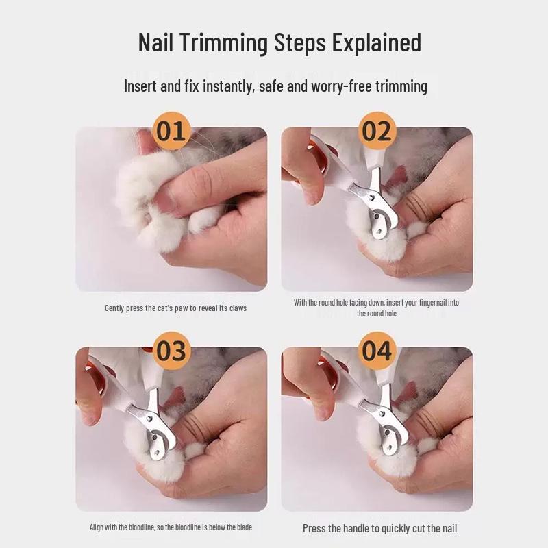 Dual-Use Round Mouth Nail Clippers for Cats & Dogs - Beginner Friendly, Double Hole Design