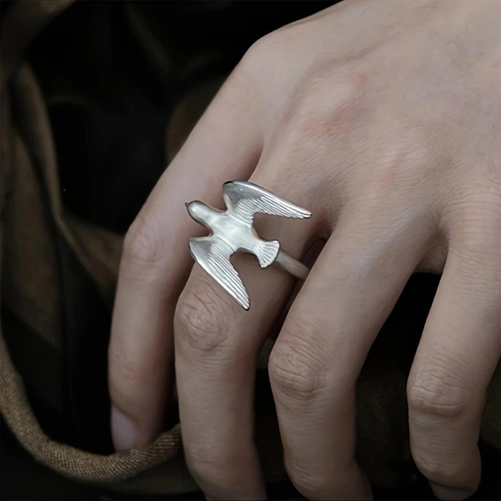 Adjustable Wild Bird Ring Symbolizing Freedom Ring With Intricate Detailing For Nature Enthusiasts Alloy Jewelry