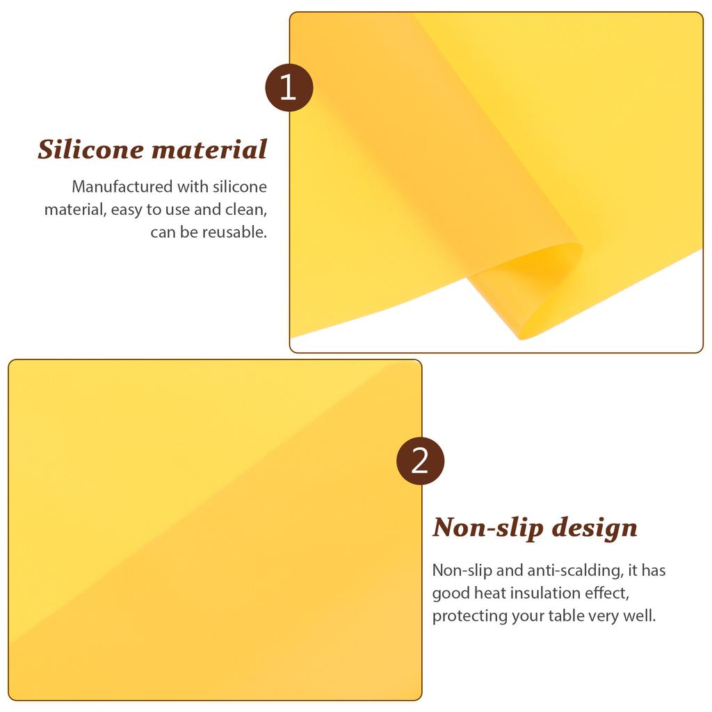 Silicone Place Mat Rectangle Anti-Scald Non-Slip Dining Table Placemat Heat Resistant Kitchen Countertop Protective Waterproof