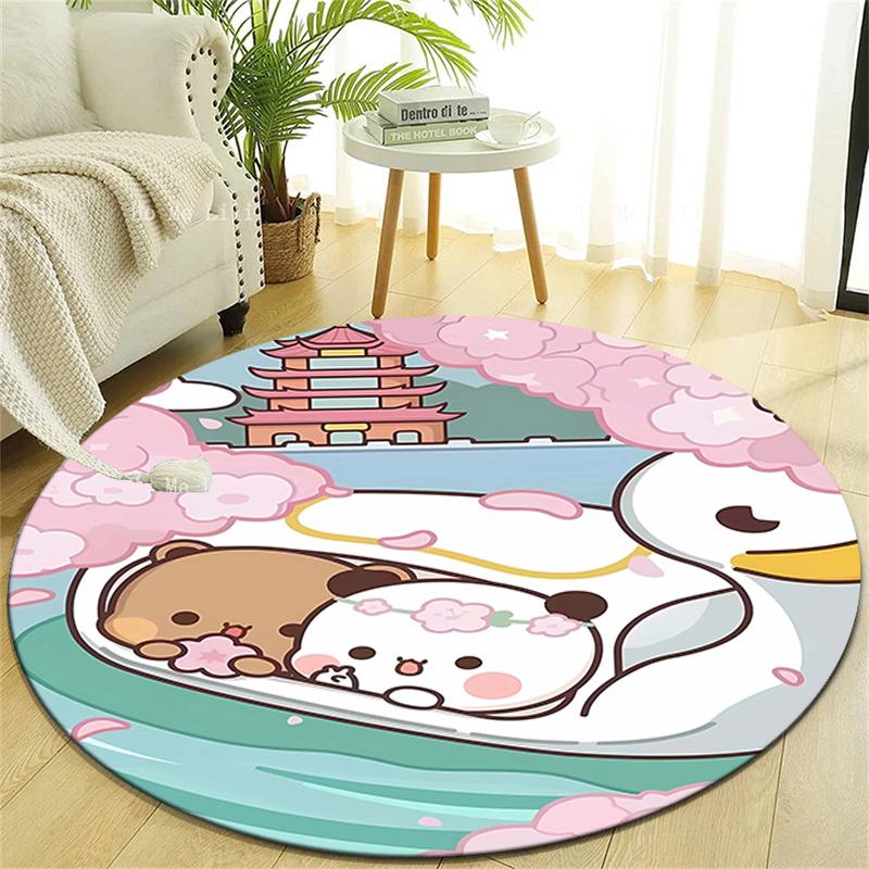 1pc Yier BuBu Bear1 Design Printed Area Round Carpet for Bedroom Living Room Home Decor Rugs Mat Non Slip Mat Rug for Bedside