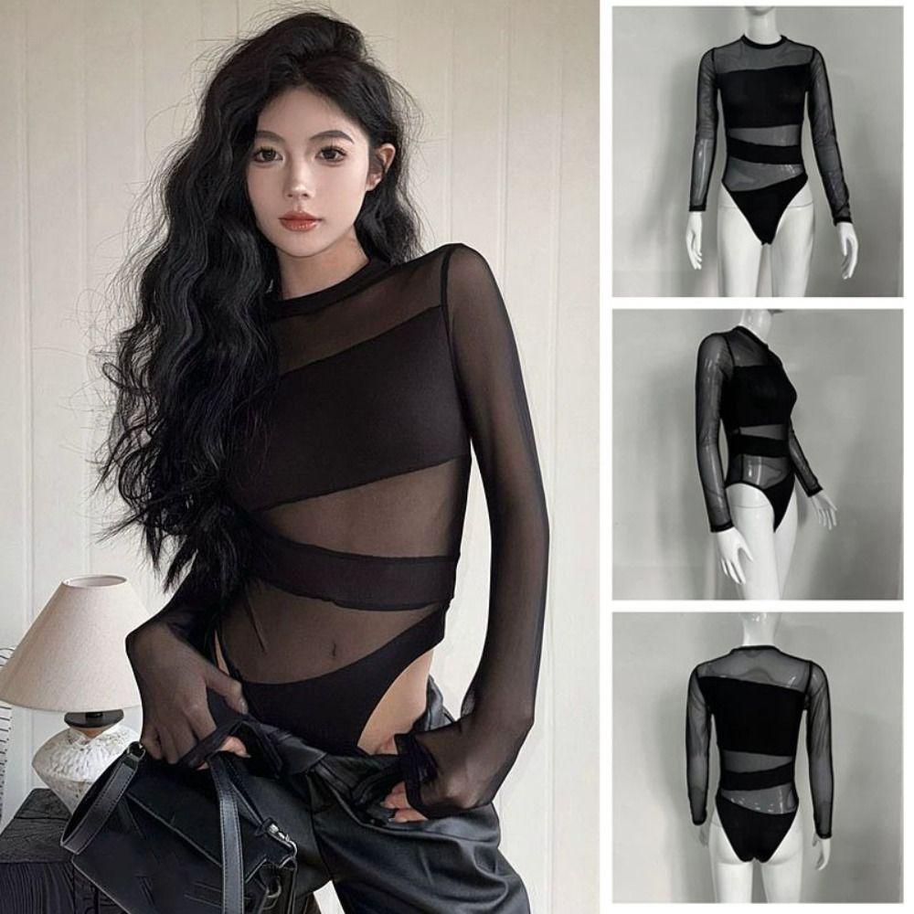 High Waist Mesh Thin Shapewear Seamless Underwear for Women Long Sleeve Lace Jumpsuit  Gifts