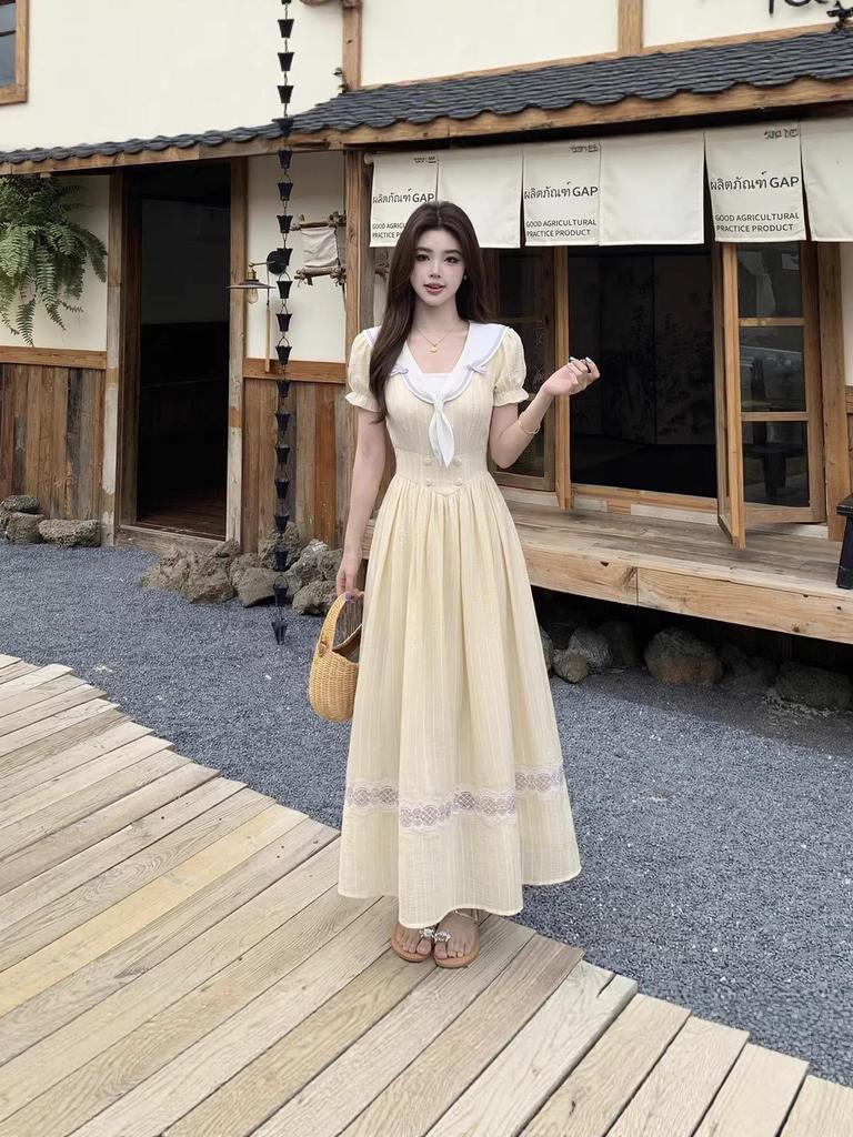 Plus Size Women's Summer College Style Slimming Long Dress