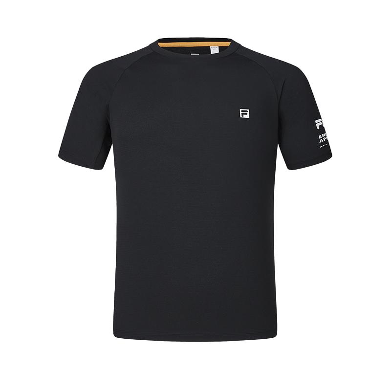 FILA Explore Series Solid Color Crew Neck Pullover Short Sleeve T-Shirt Men Tops Deep-Black A11M427115FBK