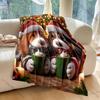 Christmas Theme Two Puppies Drinking Coffee Blanket Warm Soft Luxury Gift for Child Adults Suitable for Home Sofa Travel Camping