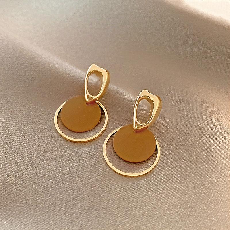 New Color Dangle Earring For Women Round Metal Crystal Brincos Sweet Wedding Party Fashion Jewelry Gift