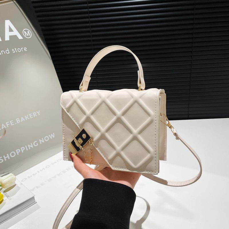 Bolsa pequena de corrente de diamante coreana nova 2025 de alto valor com textura fashion bolsa de ombro transversal bolsa quadrada pequena casual