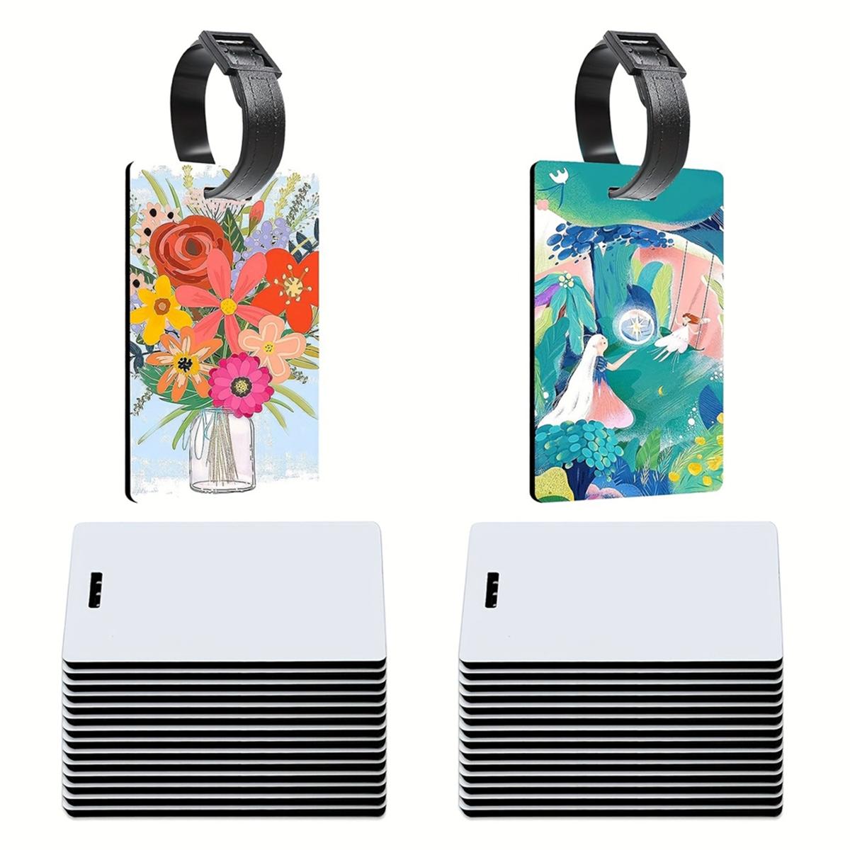 

Заготовки для сублимационных бирок на багаж 2025+, двусторонние МДФ-бирки для чемодана, бирки для дорожных сумок с ремешком для самостоятельного дизайна белый