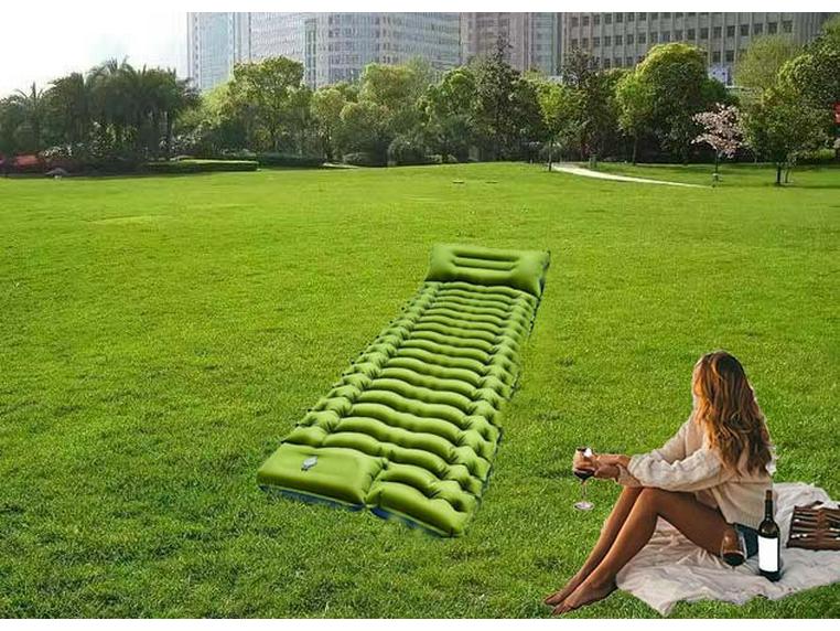 Ultra-Light Foot-Operated Inflatable Camping Pad - Portable, Moisture-Proof, Folding Air Mattress