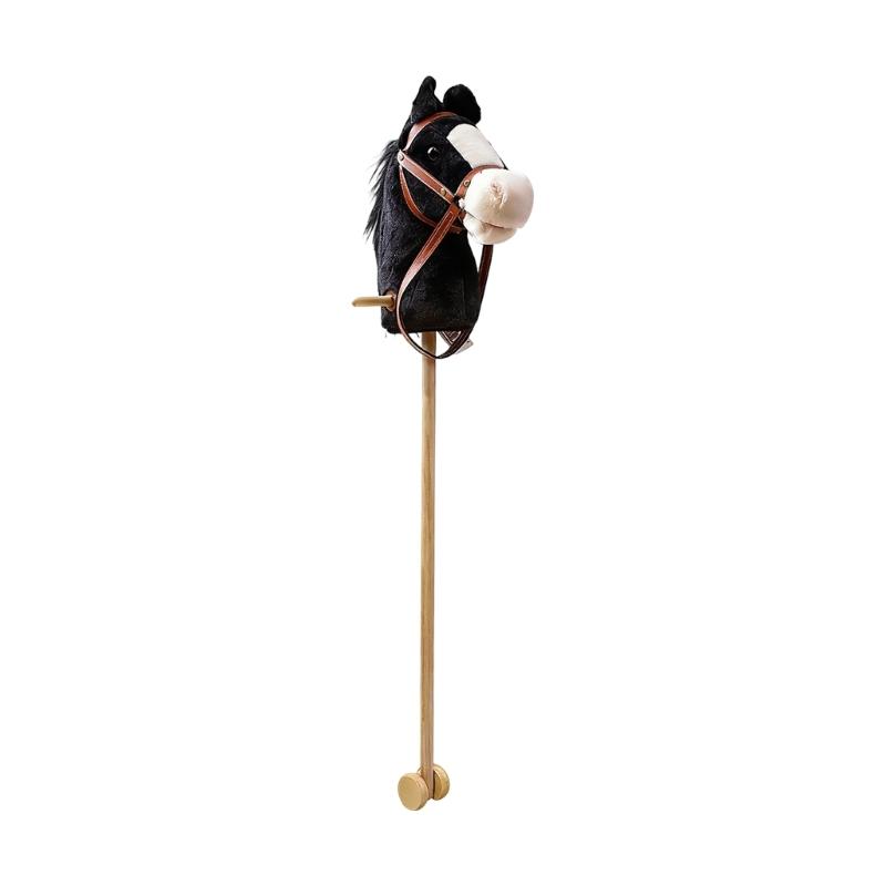 Stick Horse Plush Hobby Horse on a Stick with Wood Wheels Realistic Horse Neighing and Galloping Sounds for Kids
