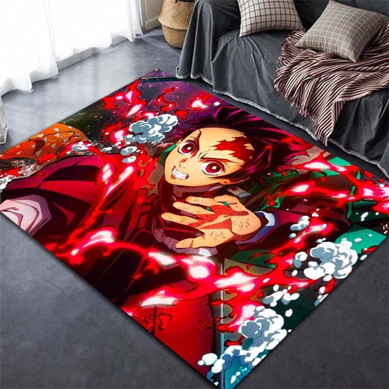 Tapis imprimé en 3D Demon Slayer Kimetsu, dessin animé Devil's Blade, décoration de maison, tapis doux pour chambre à coucher, tapis de jeu pour bébé, pour salon
