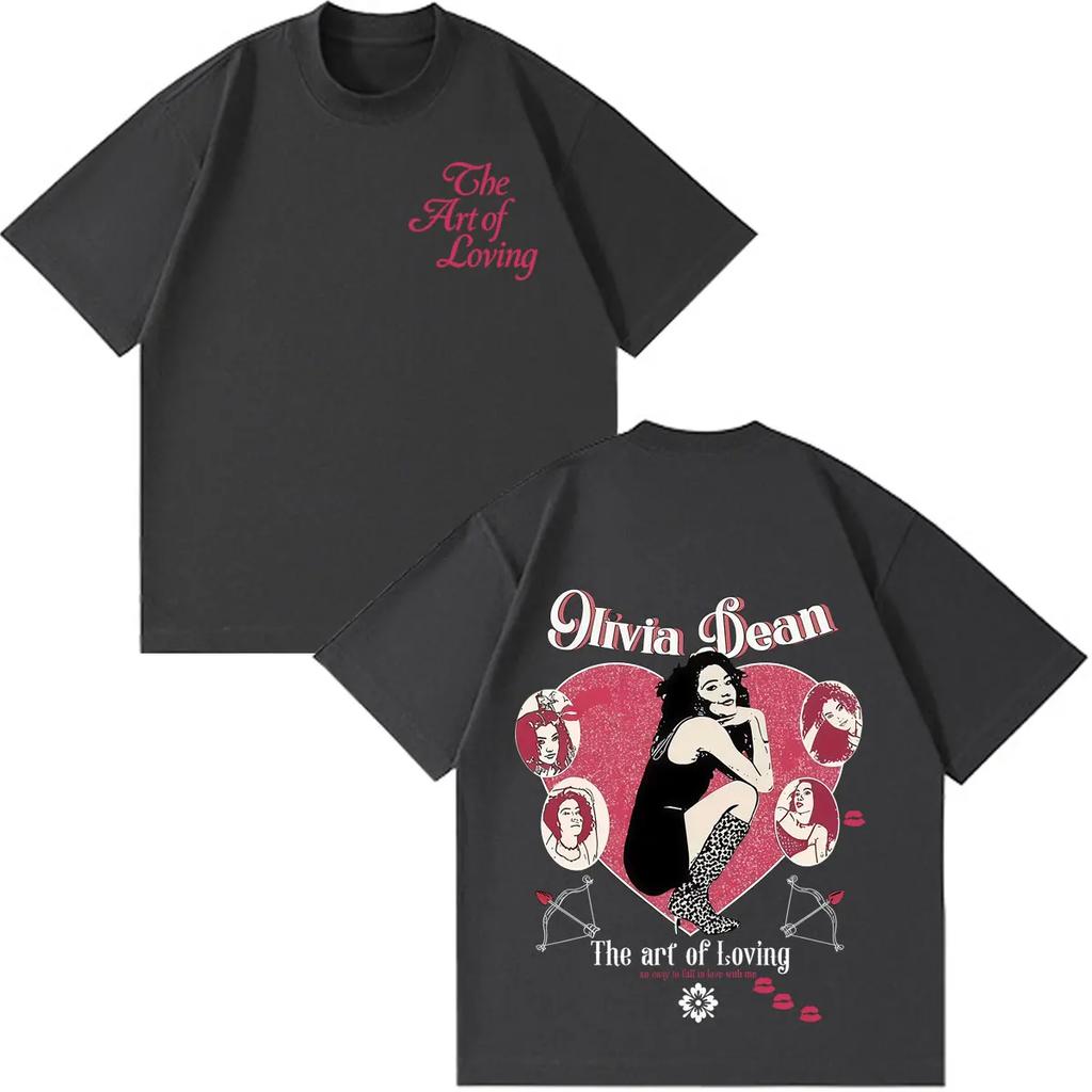 The Art of Loving Tour 2026 Olivia Dean Camiseta Estampada Unisex Ropa de Moda para Mujer Camisetas Camisetas de Algodón Casual de Manga Corta