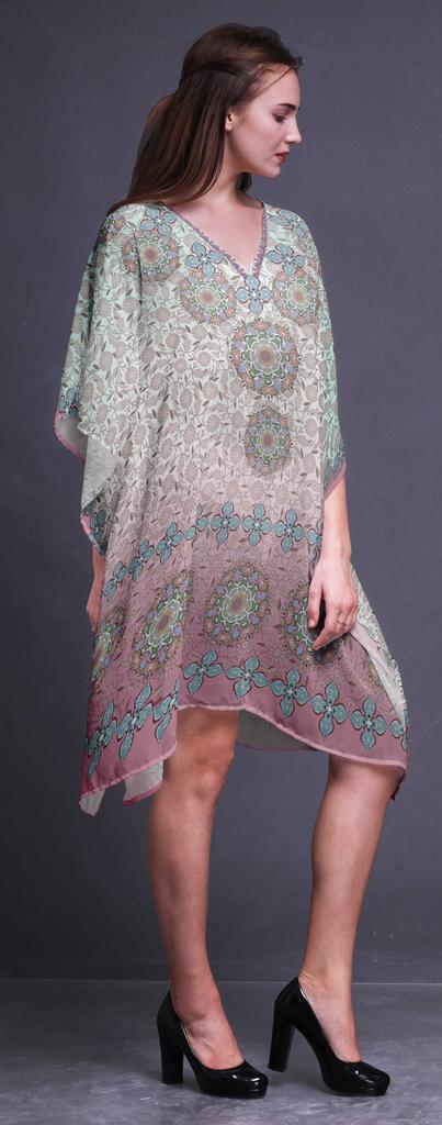 Phagun Ladies Kaftan Holiday Loungewear Midi Dress Beach Coverup-4X-5X